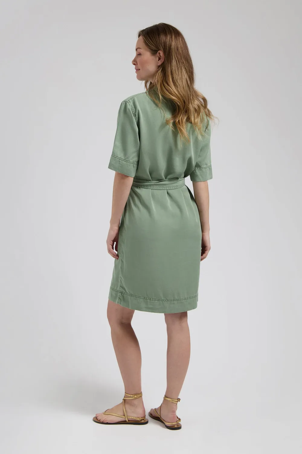 Florez Kayley midi-jurk Olive Green strik