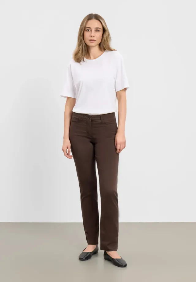 Laurie Charlotte Regular ML broek Brown stretch