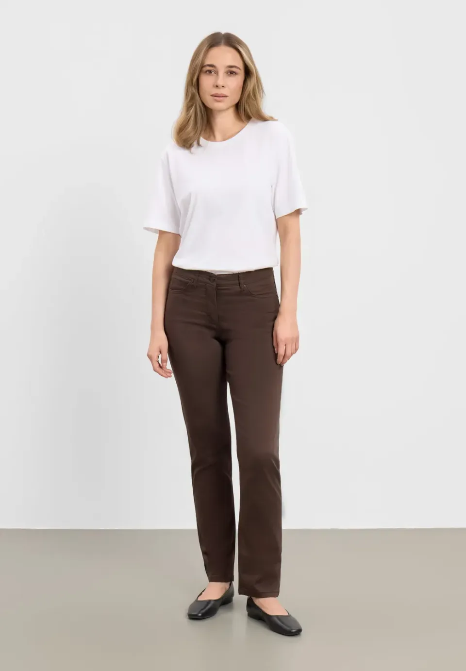 Laurie Charlotte Regular ML broek Brown stretch