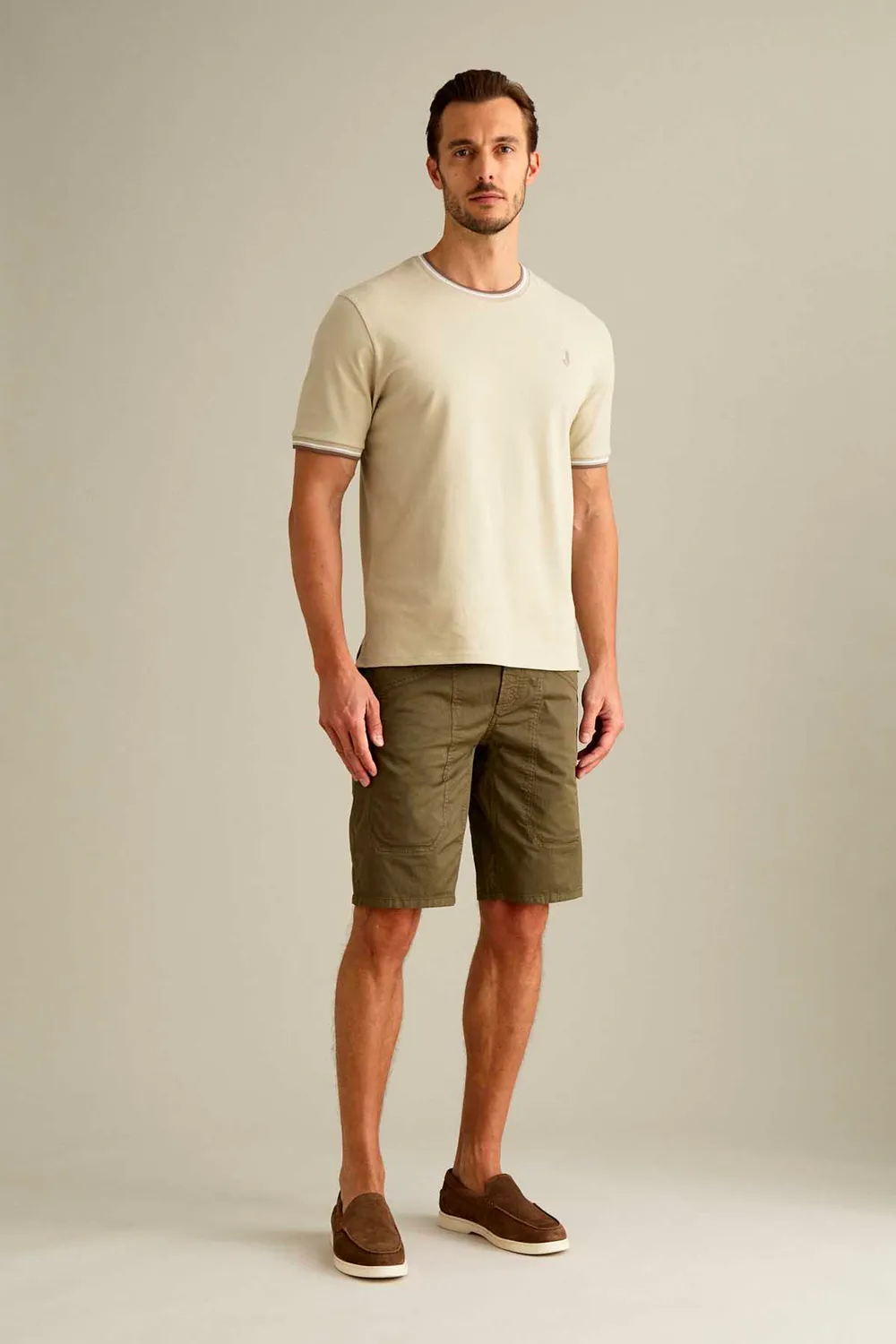 Jeckerson Jayden slim fit short militair groen katoen