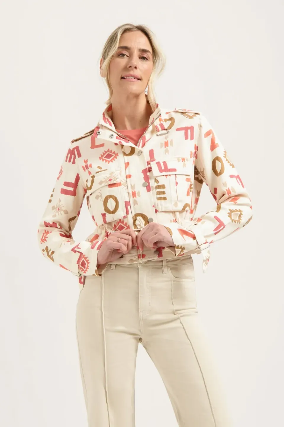 Florez Seven spijkerjack multicolour print cropped
