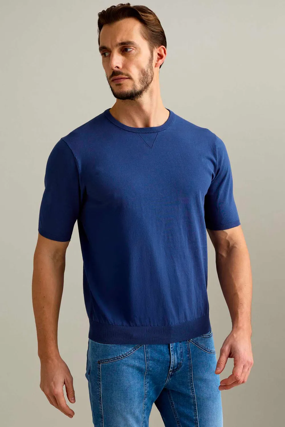 Jeckerson T-shirt Lichtblauw Katoen Crepe