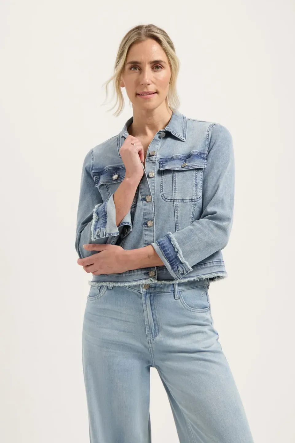 Florez Jacket jasje River Blue slim fit pofmouw
