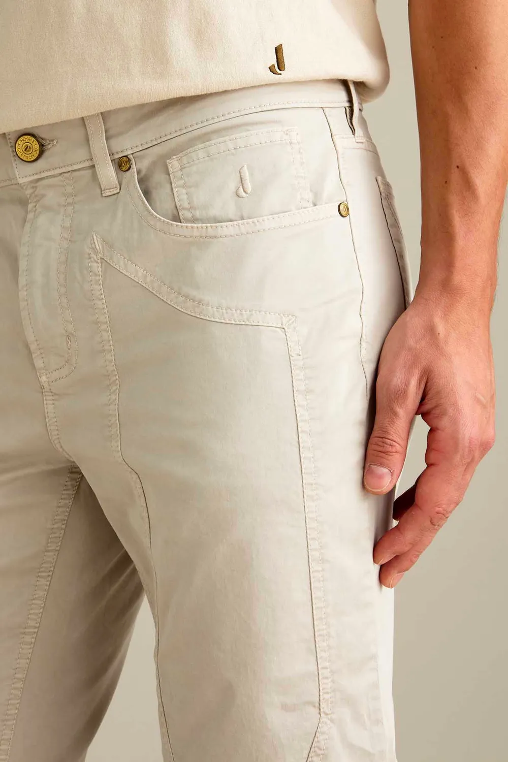 Jeckerson John slim fit broek lichtbeige katoen