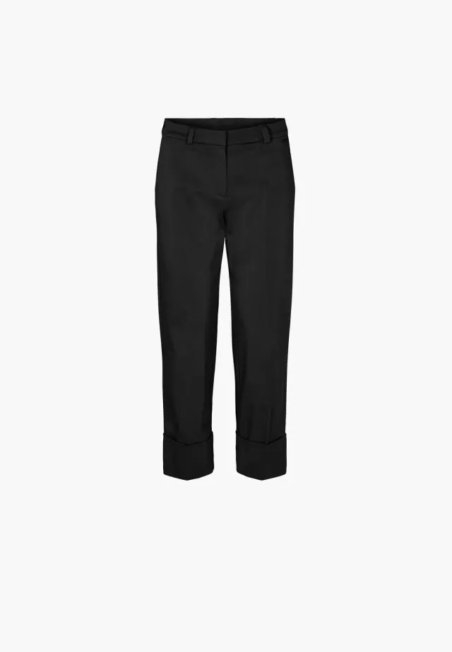 Laurie Judy Turn-Up damesbroek Black cropped katoen