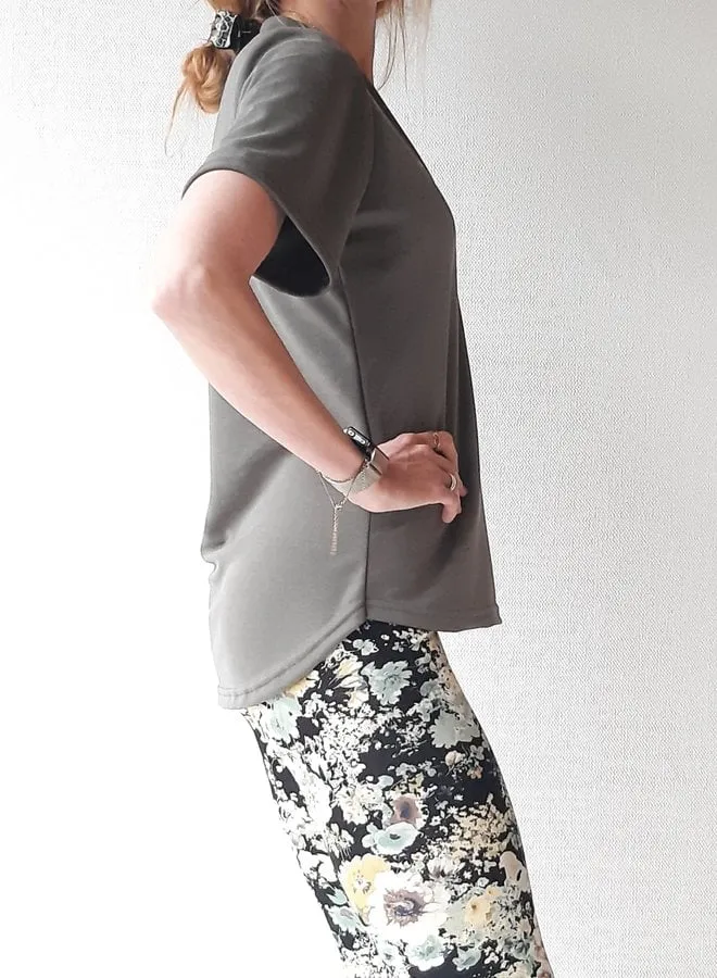 Langeleggings Charlie V-hals Shirt Olijfgroen Modal