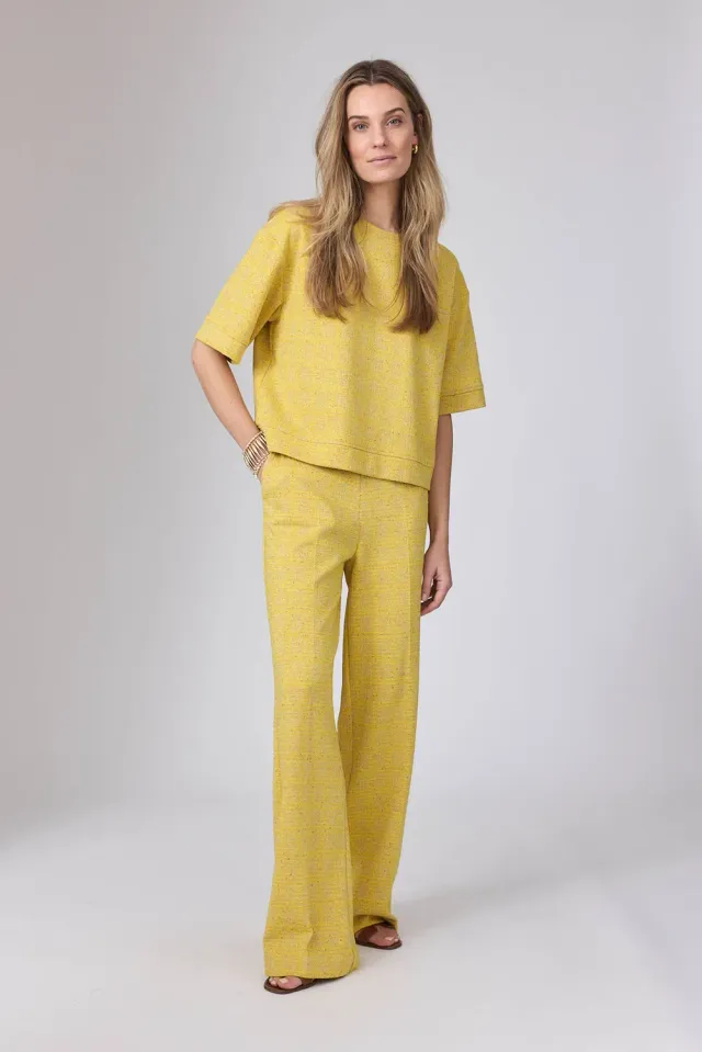 Corel Lilly Jaquard Lemon broek recht