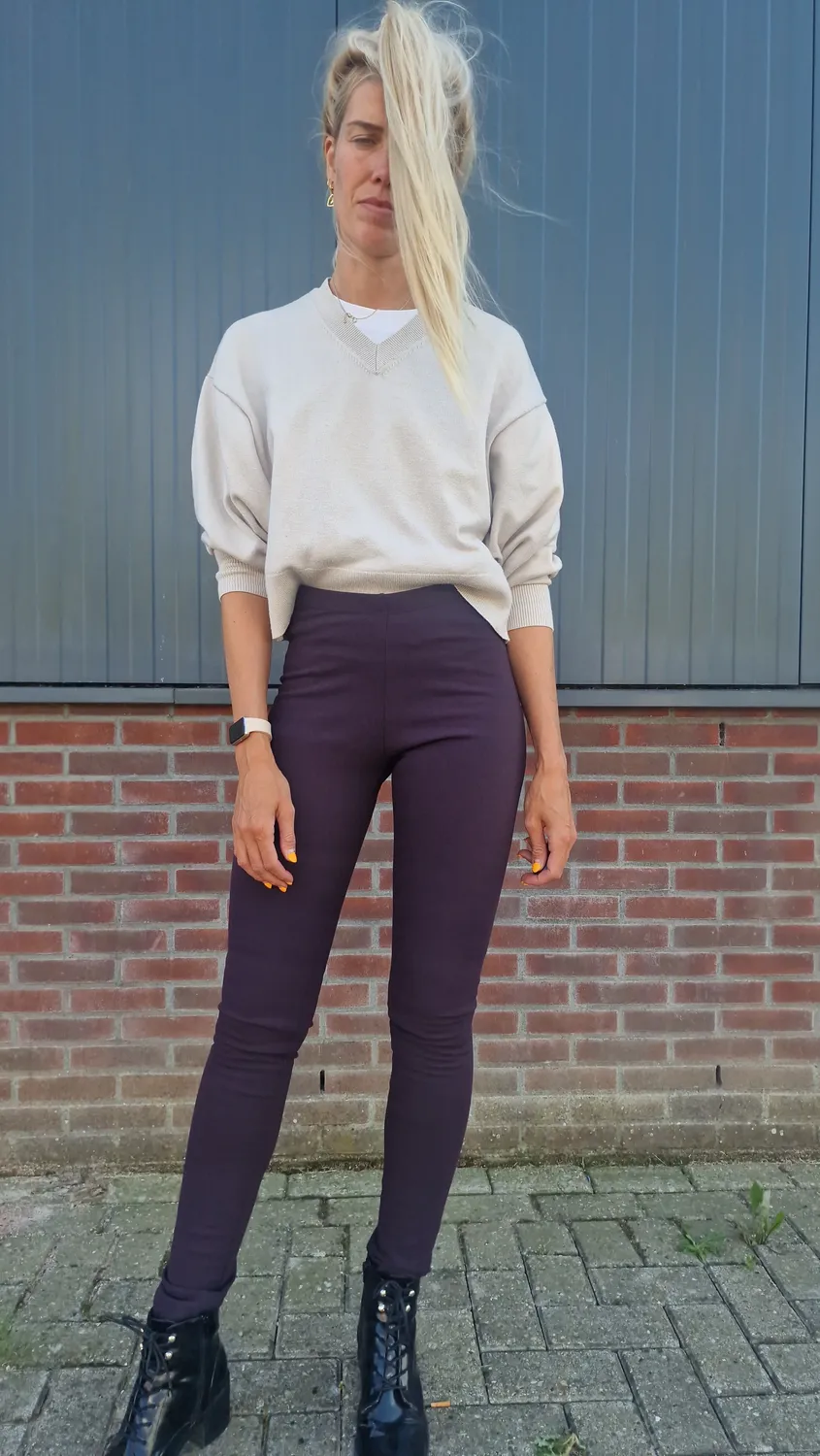 Langeleggings Extra Lange Fleece Tregging Aubergine Warm