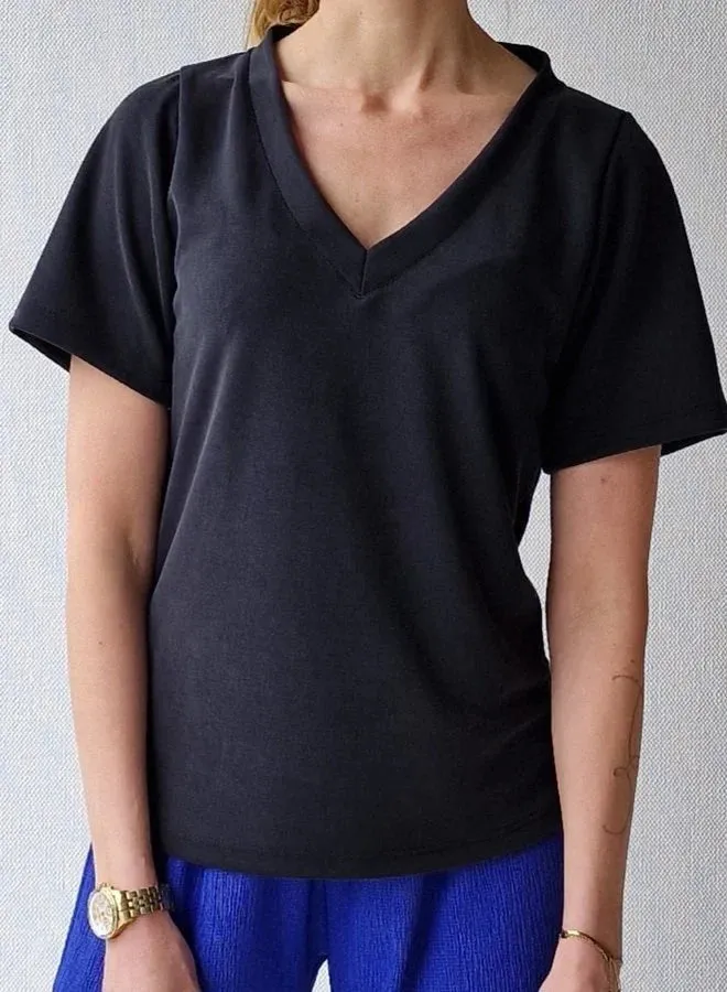 Langeleggings Charlie V-hals shirt black modal lang