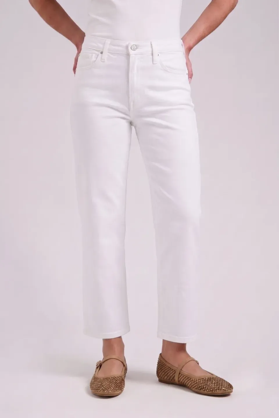 Florez Sophie straight cropped jeans White mid-waist