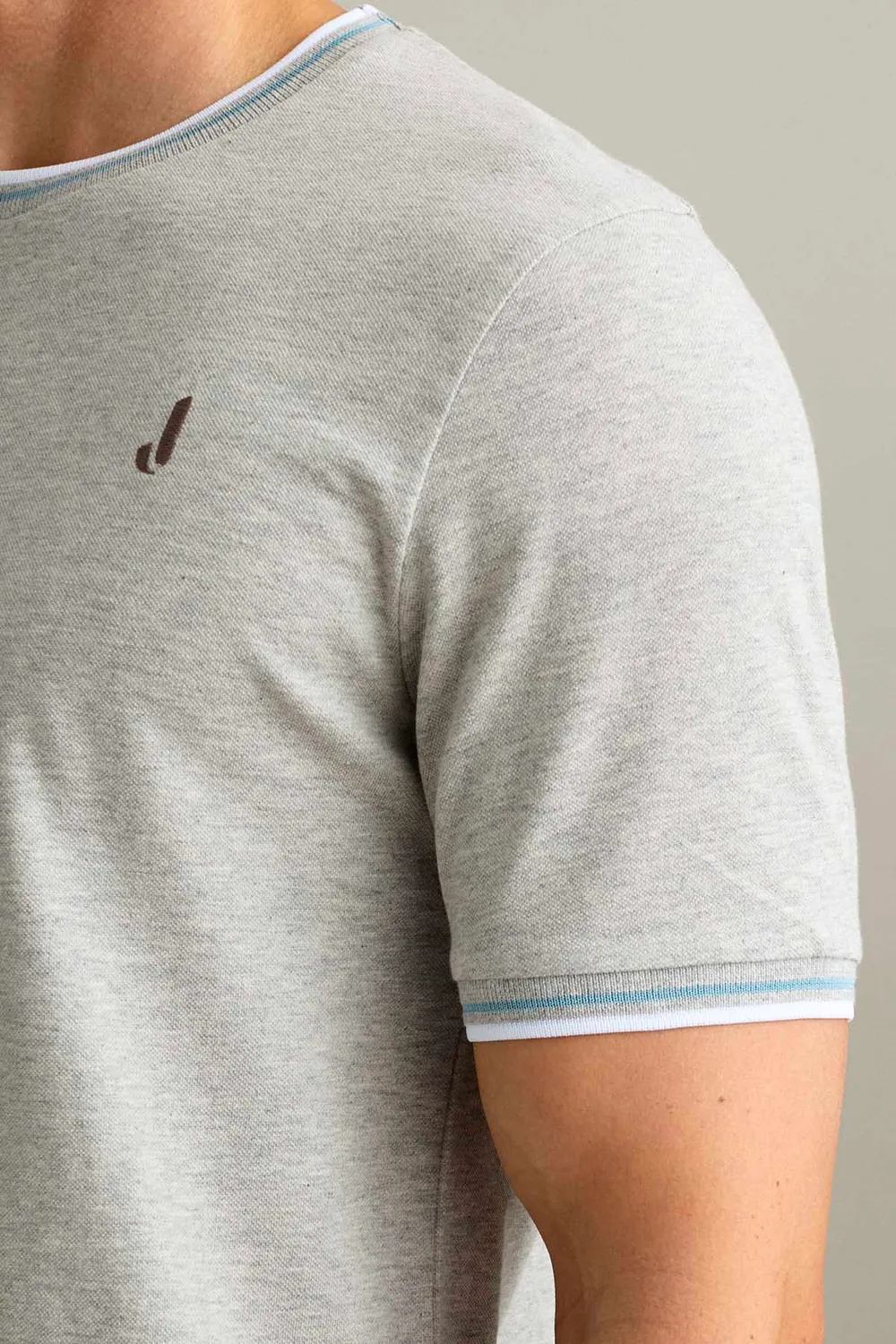 Jeckerson T-shirt piqué korte mouw grijs melange