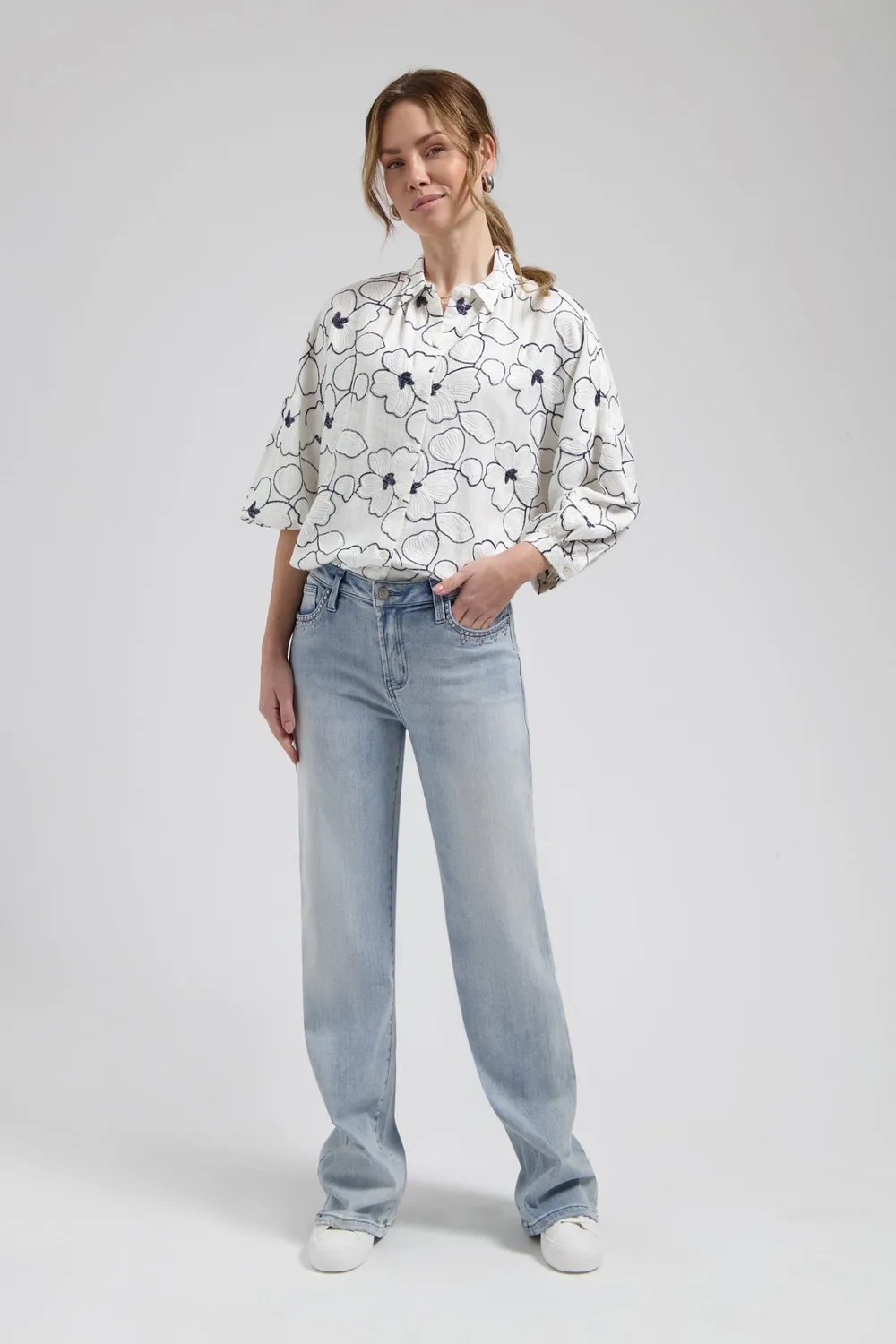 Florez Cath blouse Flower White bloemenprint
