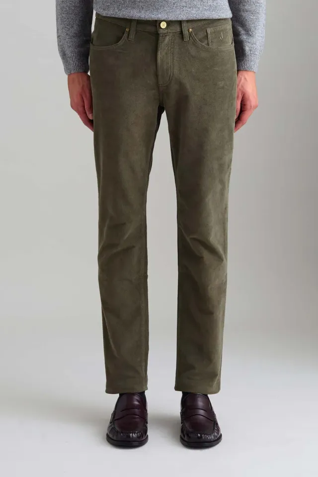 Jeckerson Jordan slim fit ribfluwelen broek groen