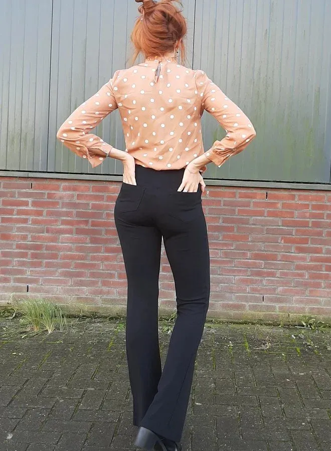 Langeleggings Flared Broek Black Crepe Tall Lengtemaat 36
