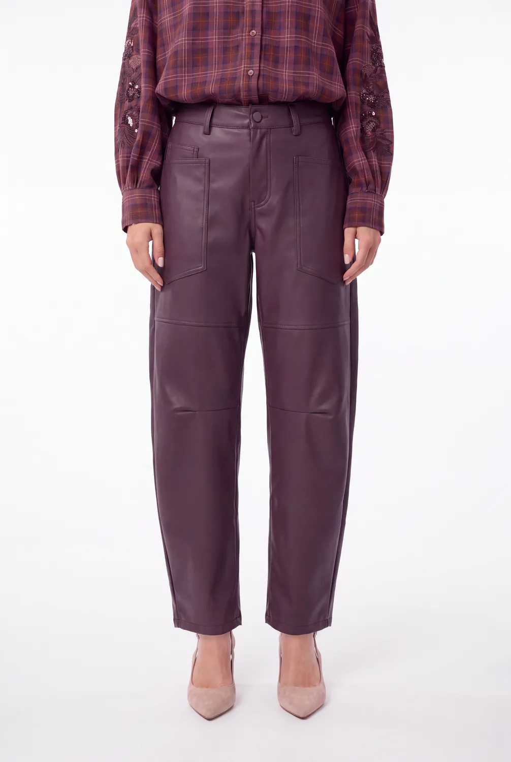 Florez Mandy broek fudge PU barrel fit