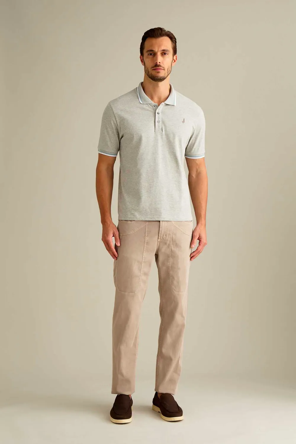 Jeckerson John slim broek piqué beige cemento