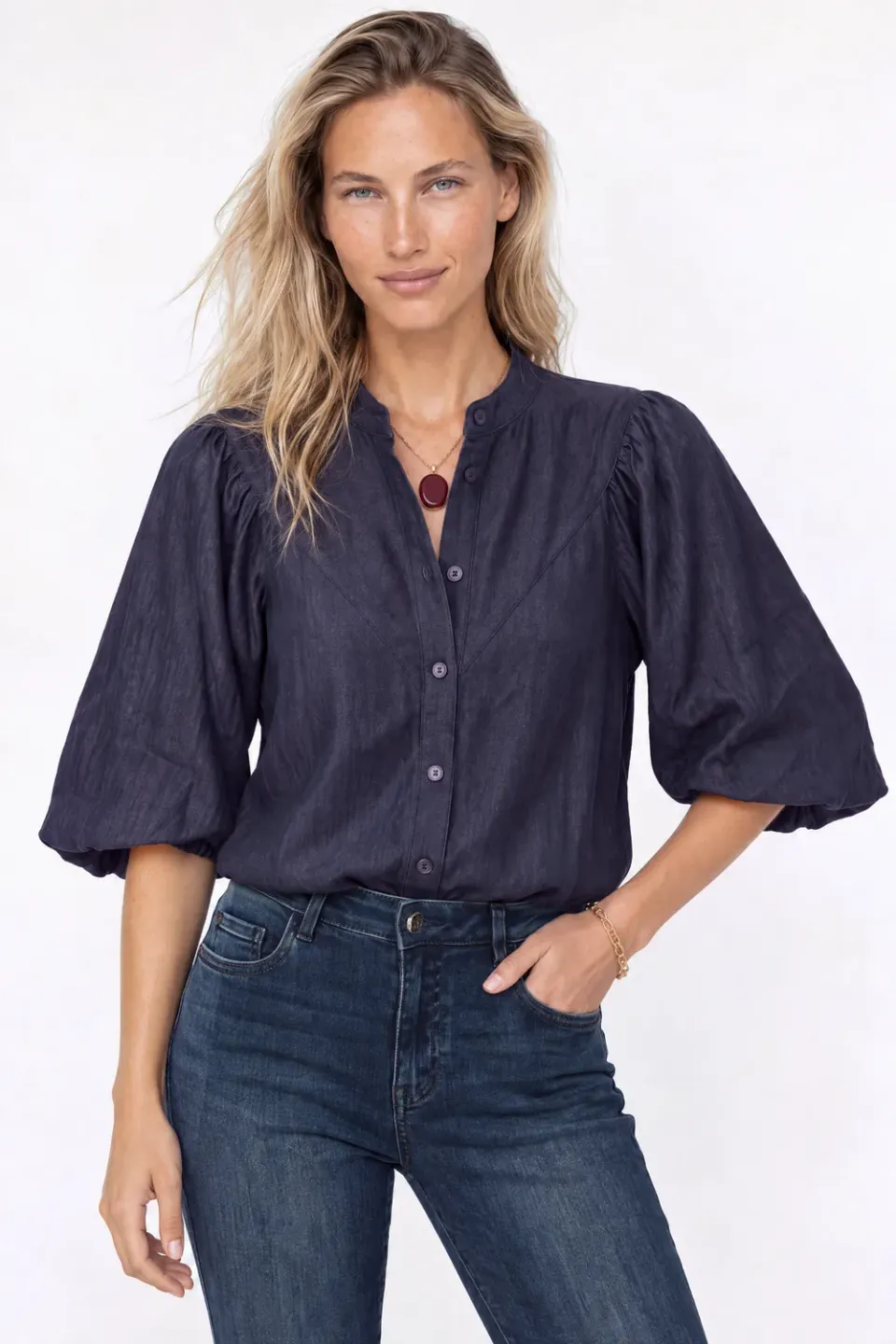 Florez Bibi blouse navy blue pofmouw
