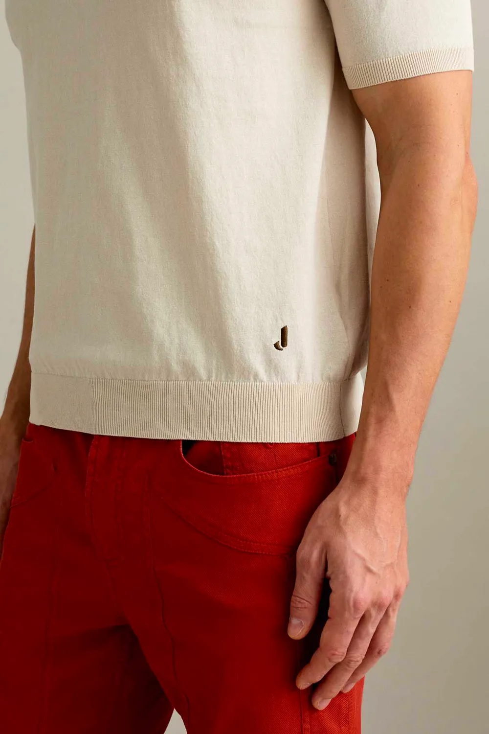 Jeckerson polo korte mouw lichtbeige katoen