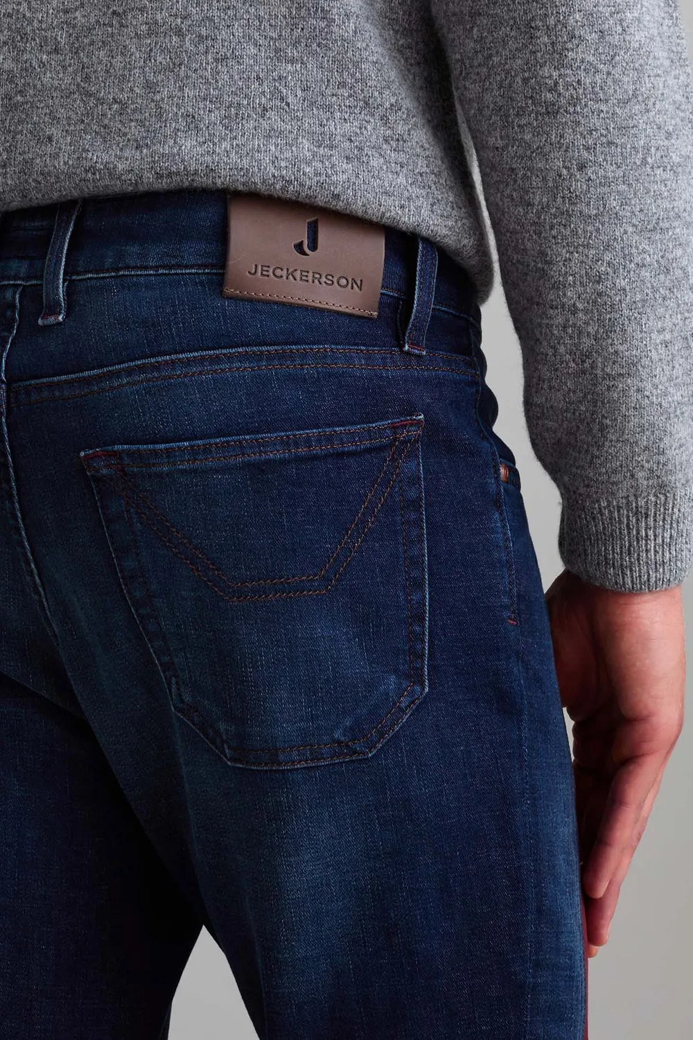 Jeckerson James skinny jeans donkerblauw rood