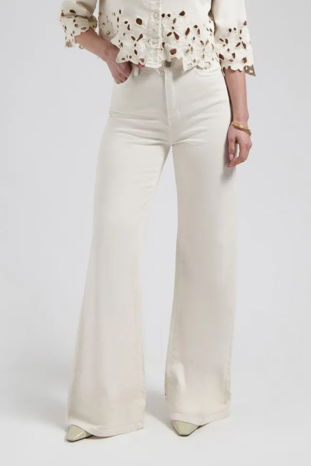 Florez Ana Flared jeans Soft White hoge taille