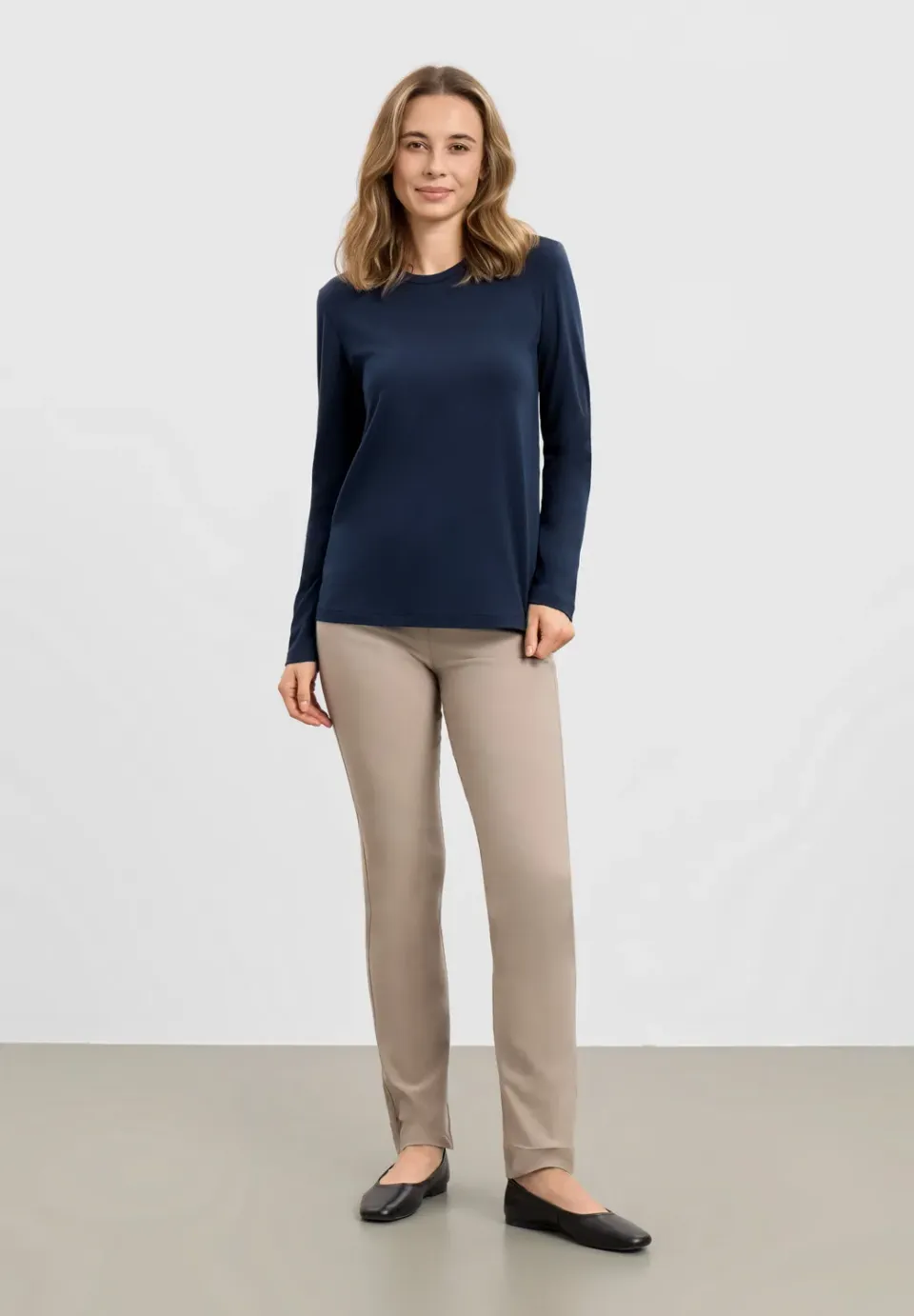 Laurie Amanda shirt lange mouw navy stretch
