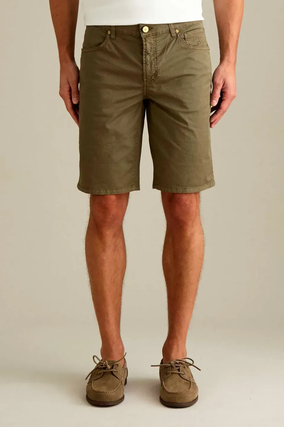 Jeckerson Jo bermuda slim fit militairgroen katoen