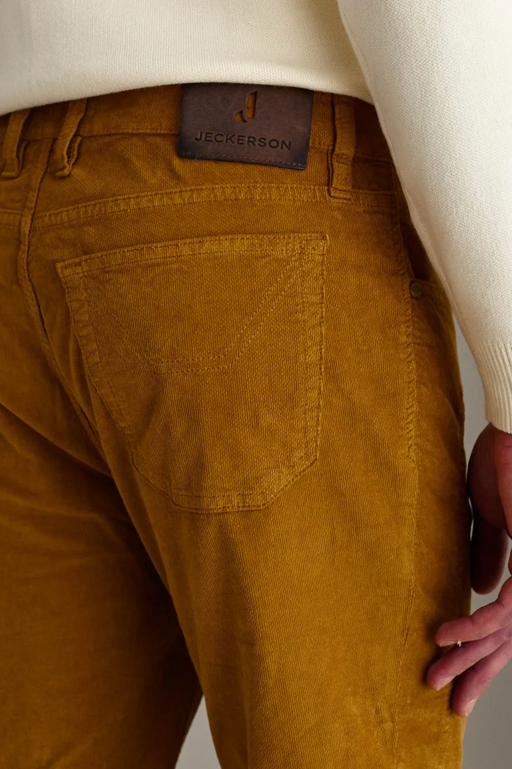 Jeckerson John broek slim fit geel cedro fluweel