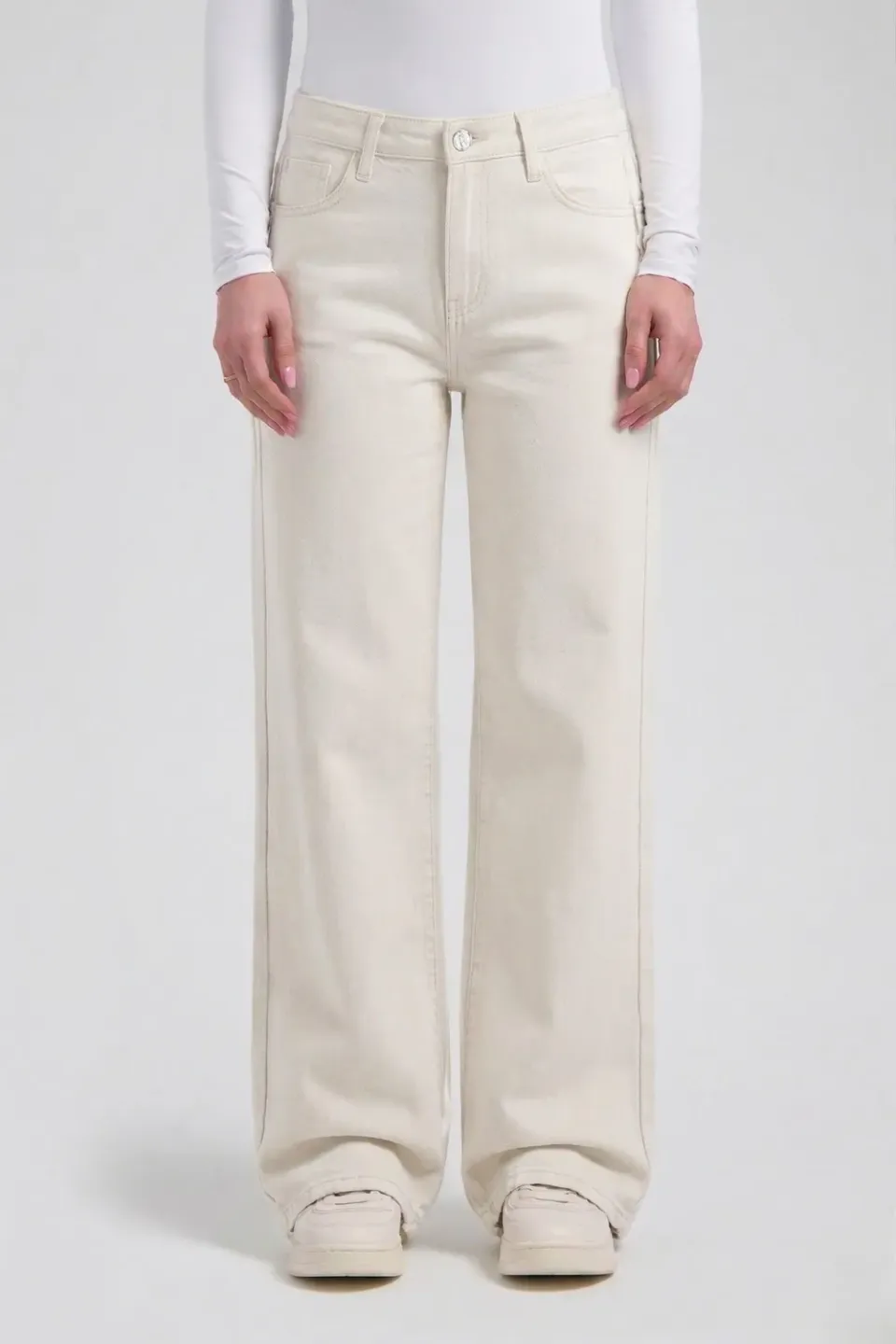 Florez Sophie Straight jeans soft white mid-waist