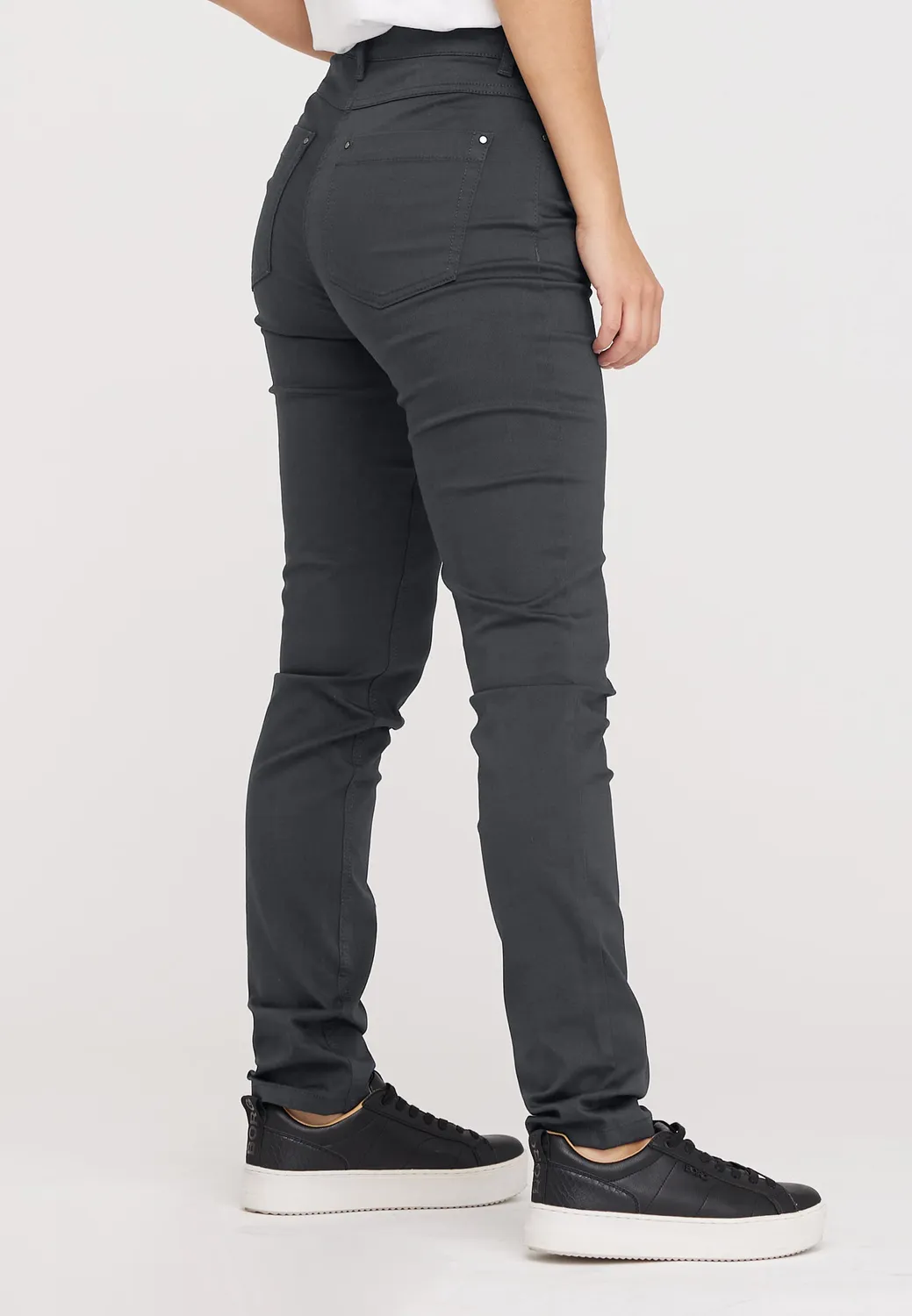 Laurie Laura Slim broek antraciet katoen ML