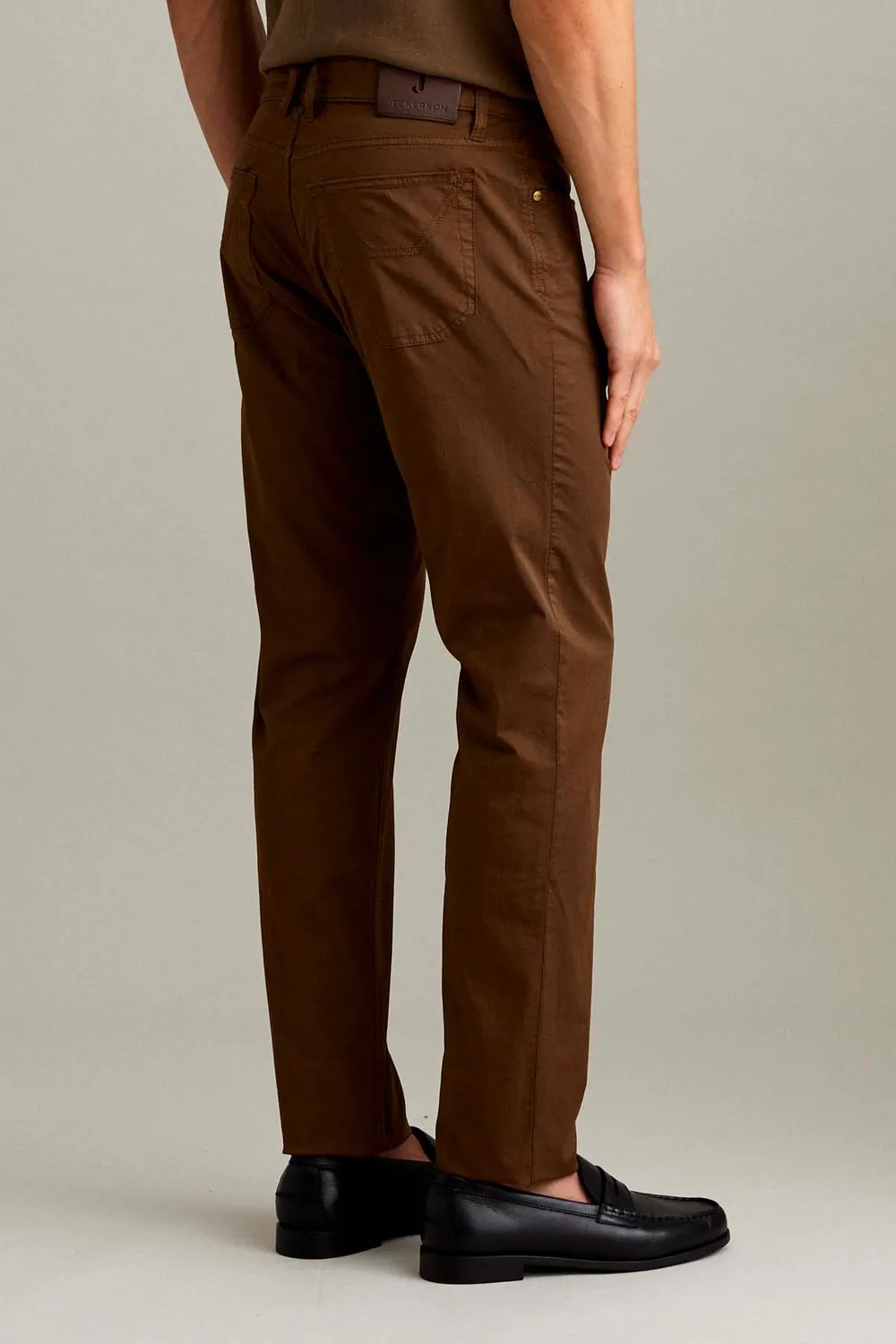 Jeckerson Jordan broek lichtbruin slim fit katoen