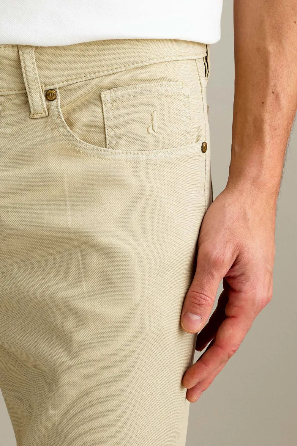 Jeckerson Jordan slim fit broek lichtbeige katoen