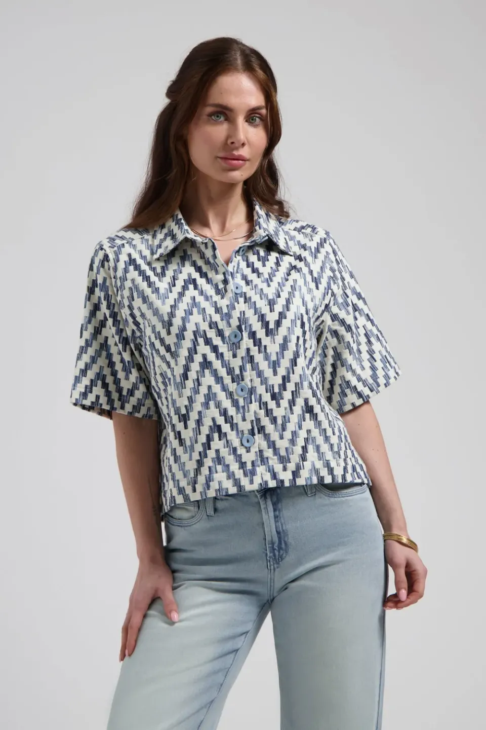 Florez Sylena blouse Greek echo tencel denim