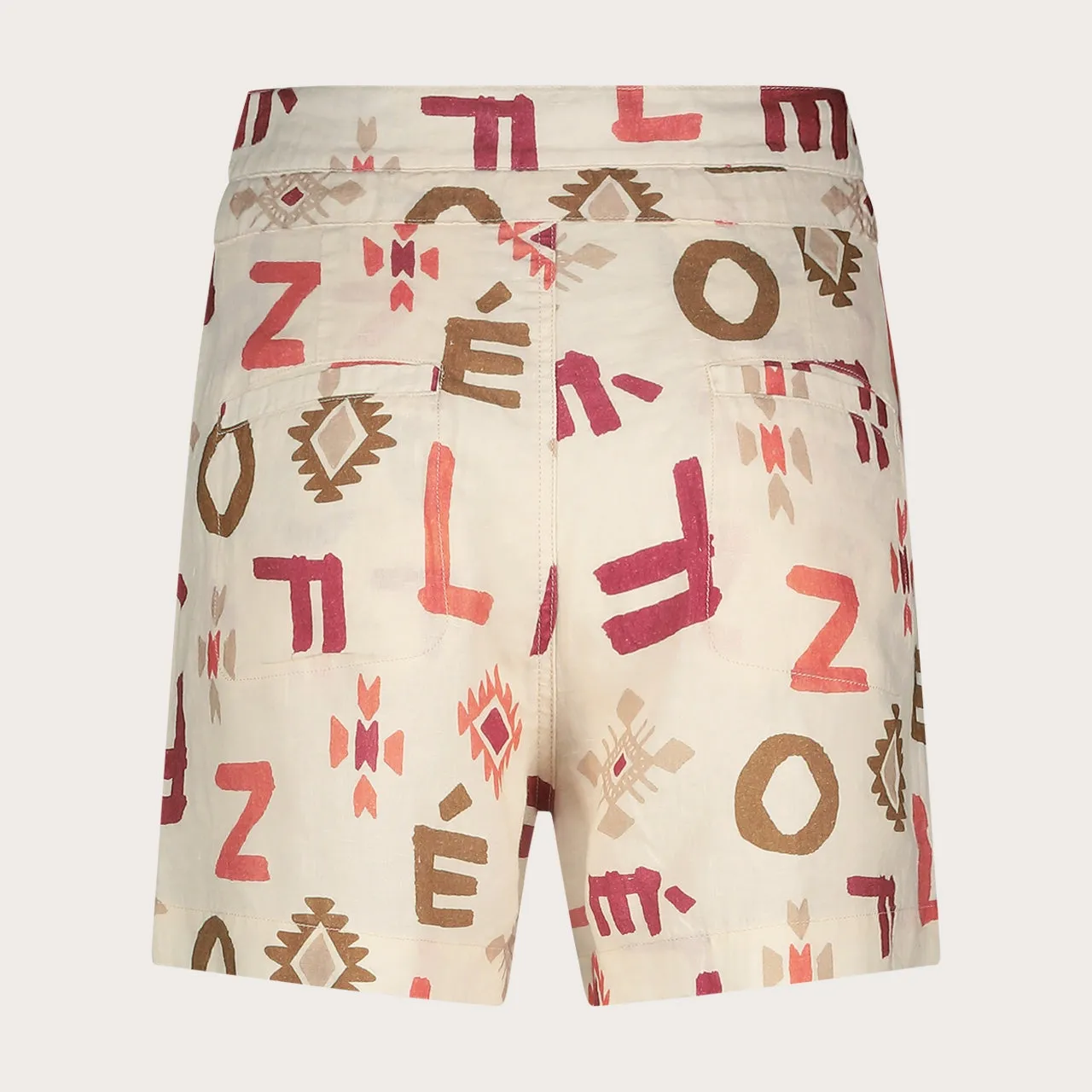 Florez Lona short Letter Print linnen-katoen