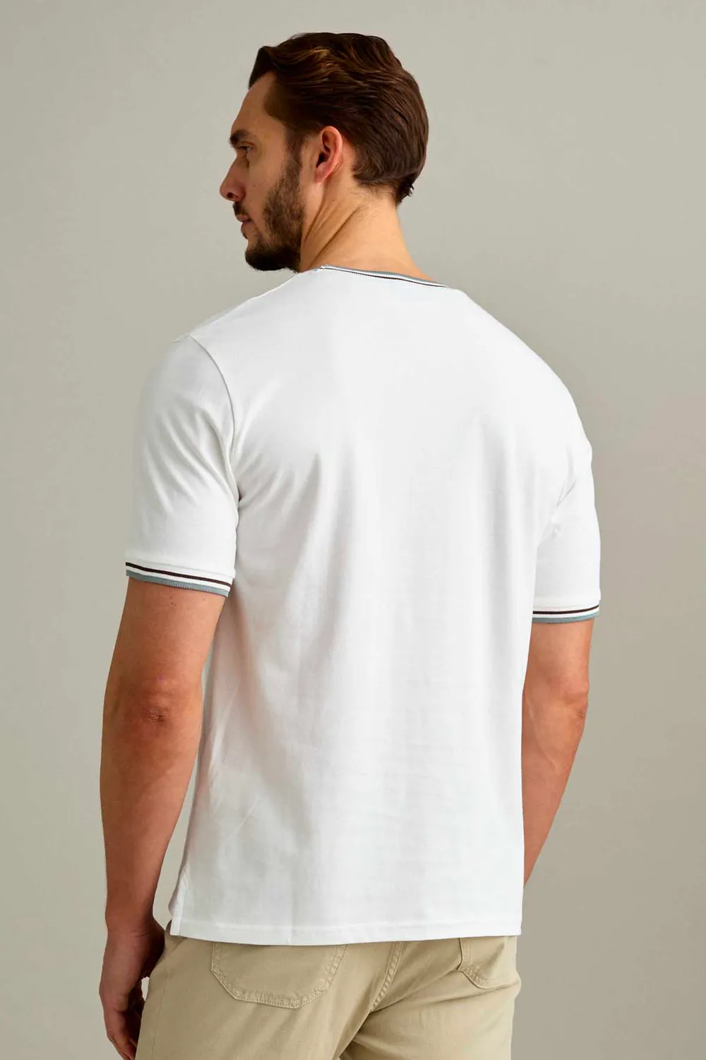 Jeckerson Piquet t-shirt wit korte mouw wolwit