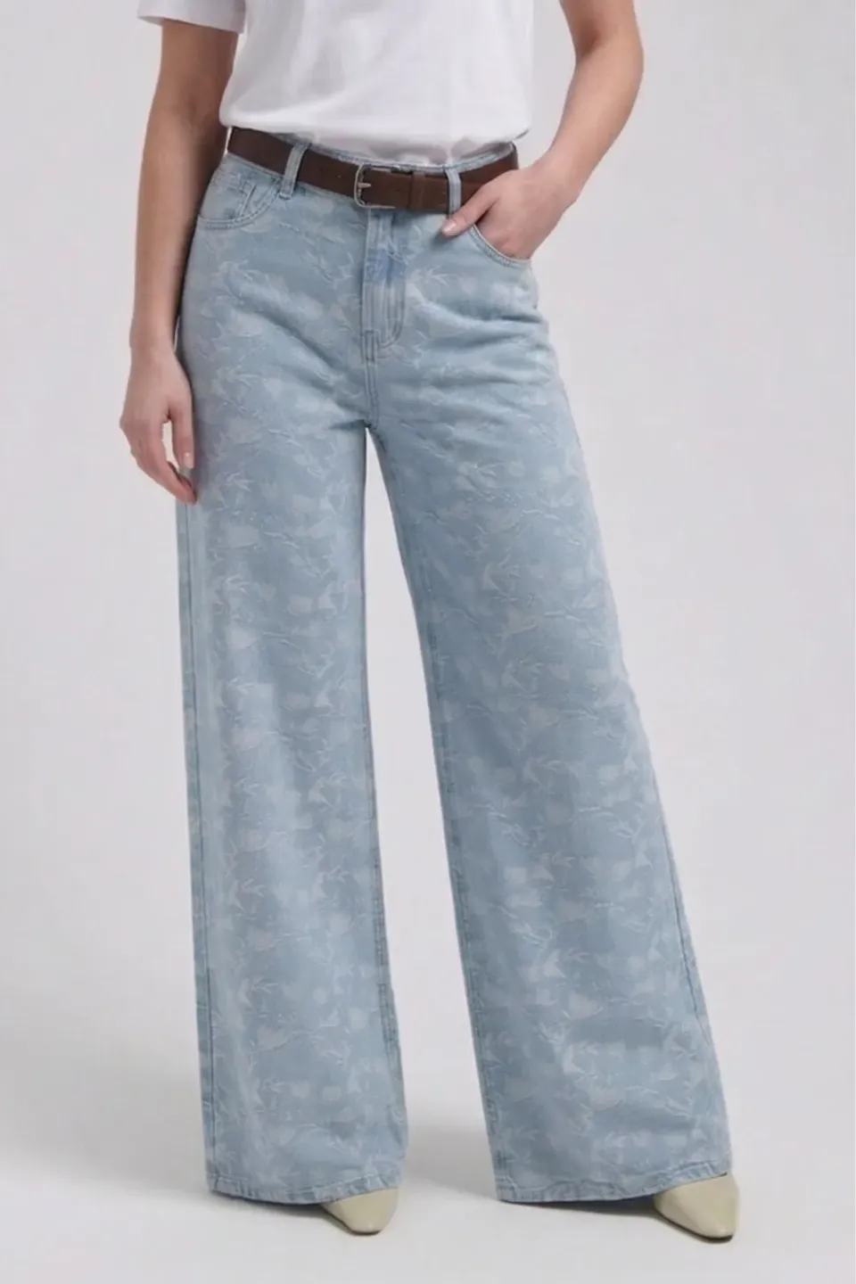 Florez Liv Wide Leg jeans Plaited Blue lichte denim