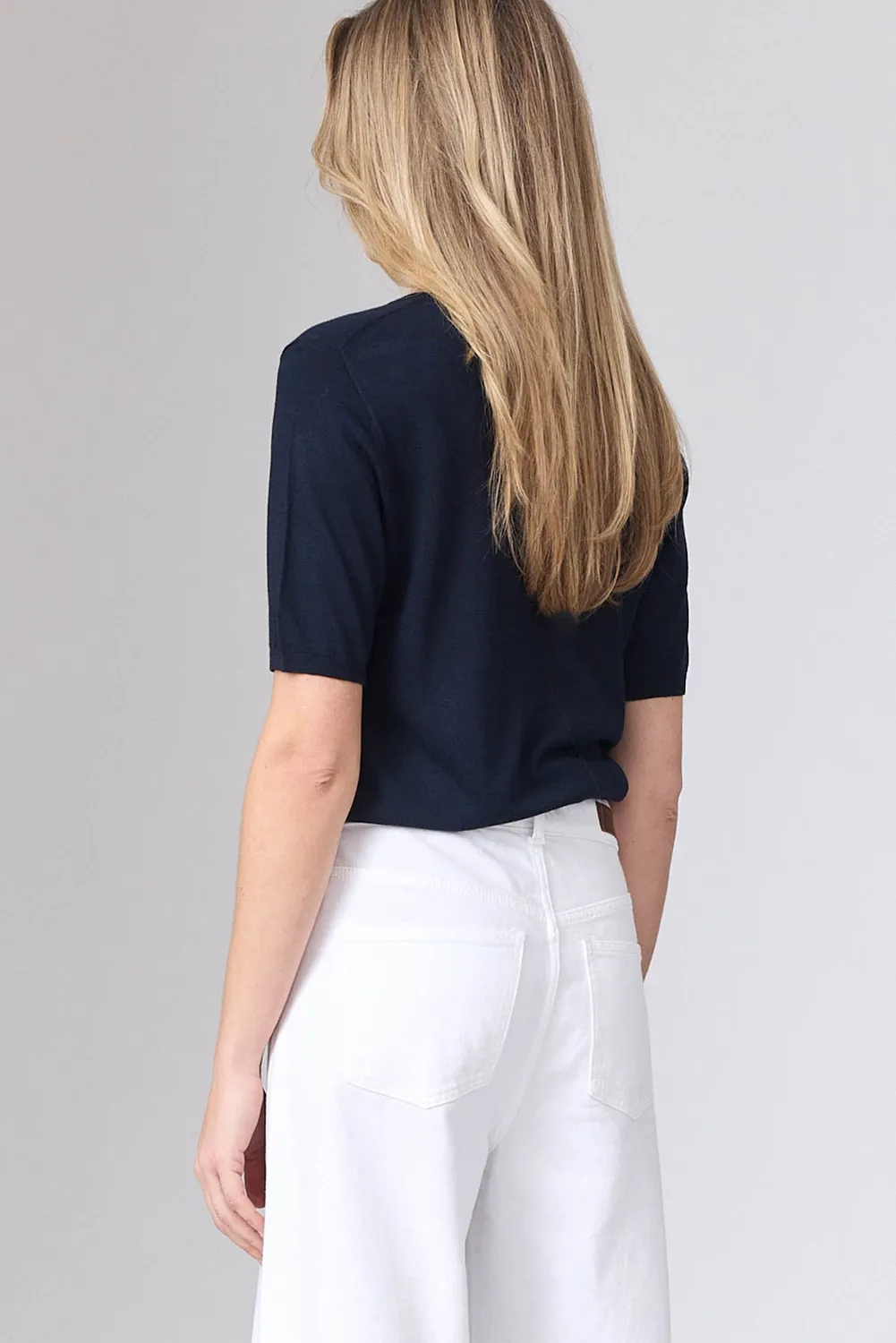 Corel Feline top knit blauw korte mouw