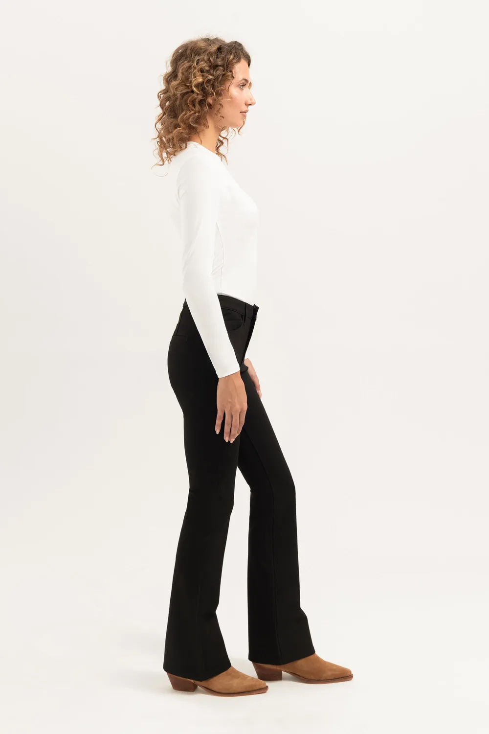 Florez Hally Flared Punto broek zwart stretch