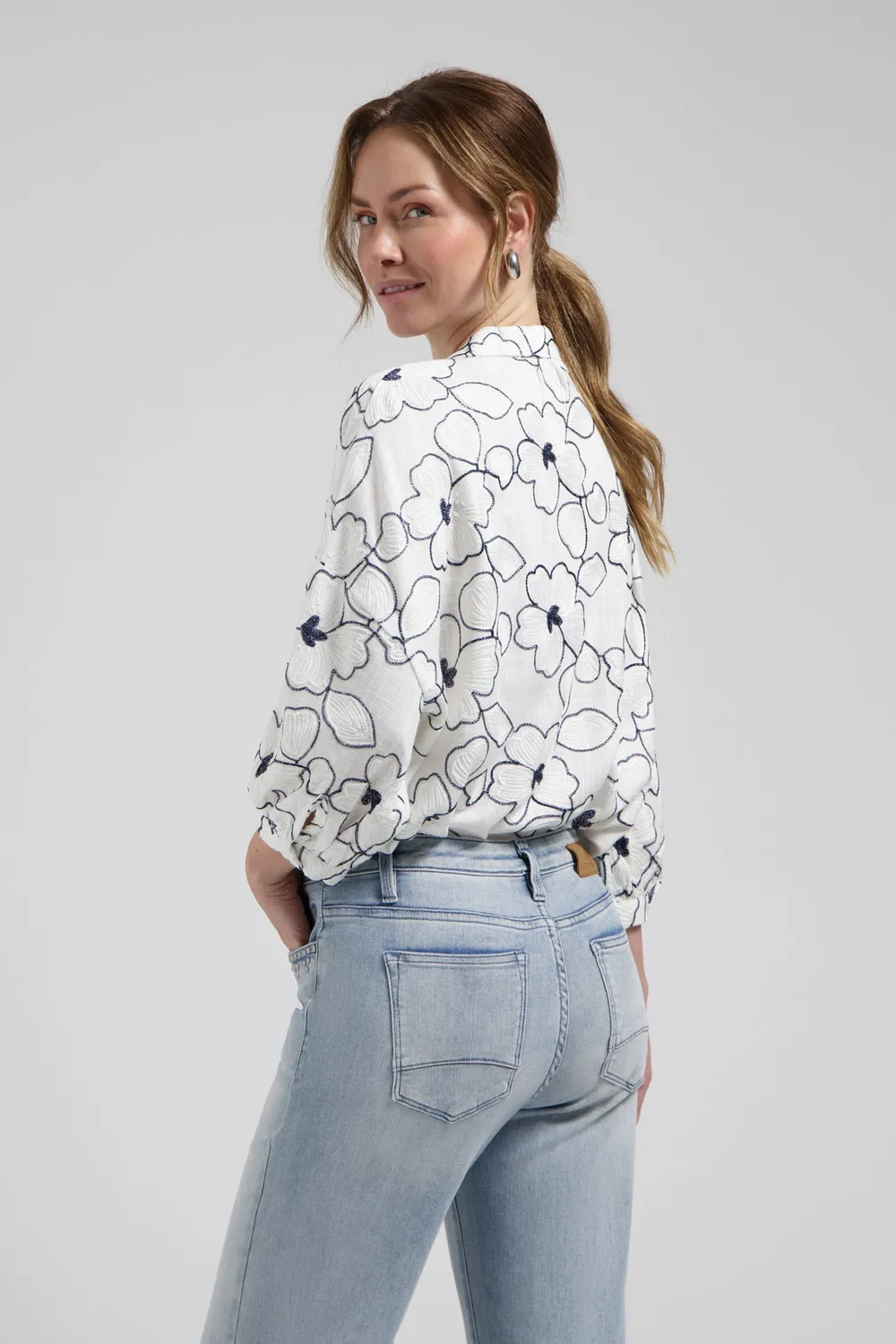 Florez Cath blouse Flower White bloemenprint