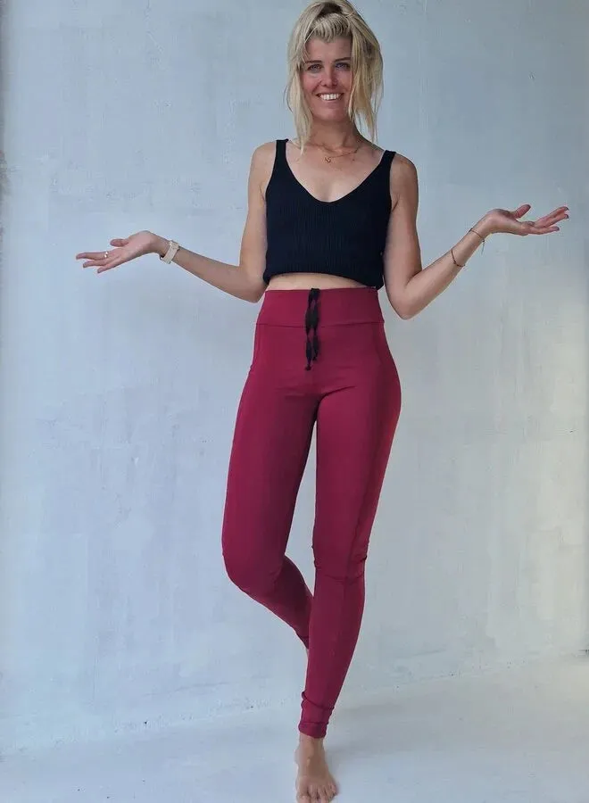 Langeleggings Sportlegging wijnrood 34-36 met zak lang