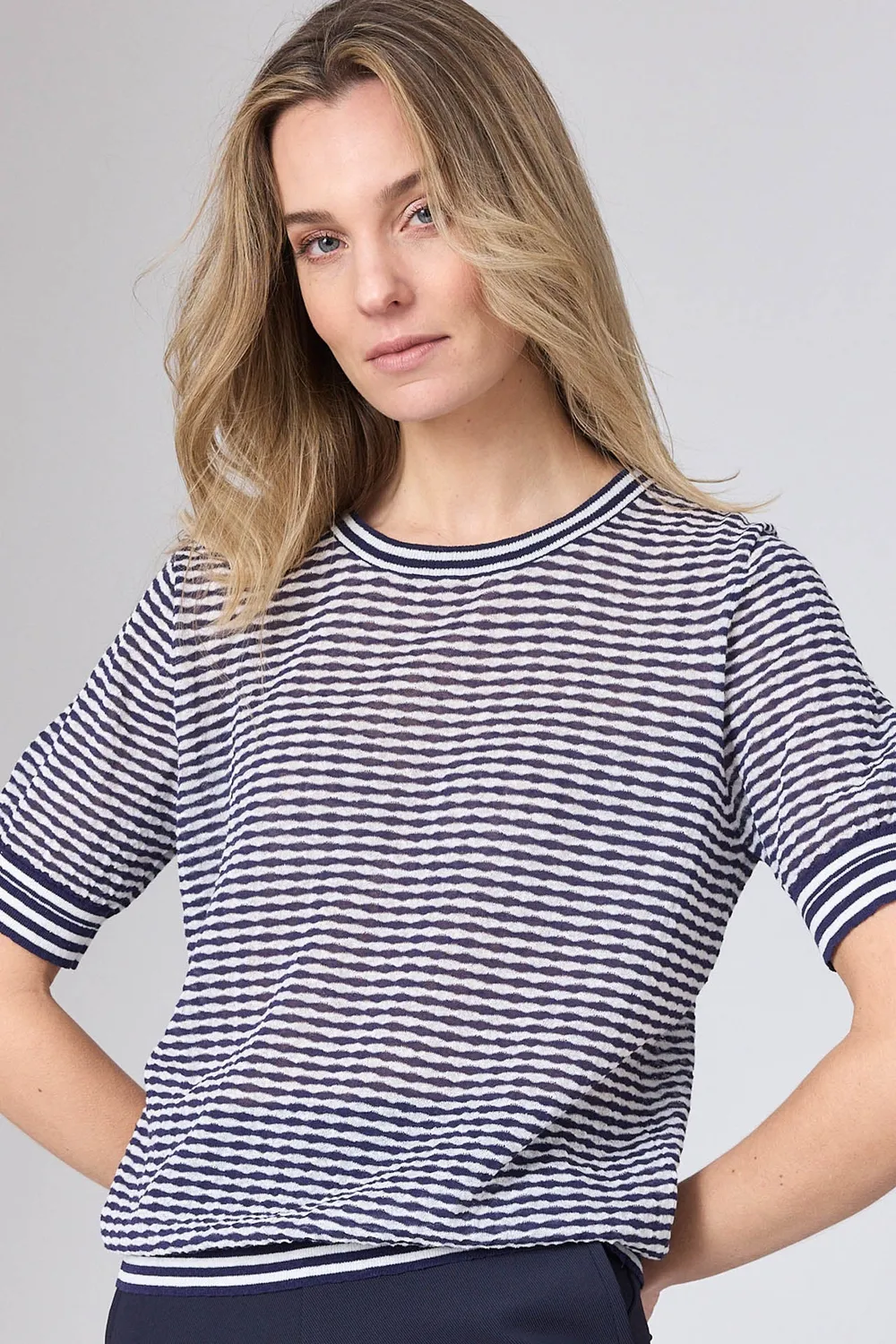 Corel Bella Stripe top linnenmix gestreept