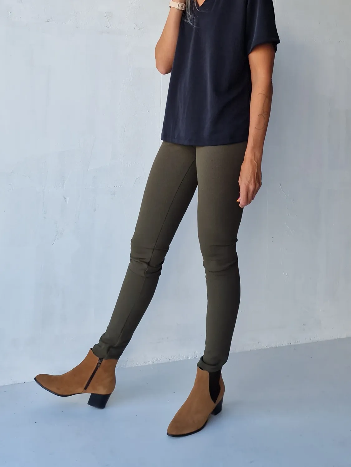Langeleggings Extra Lange Fleece Tregging Olijfgroen Warm