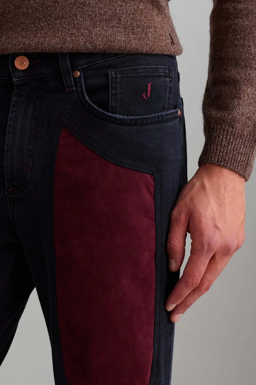 Jeckerson John slim fit jeans zwart rode patch
