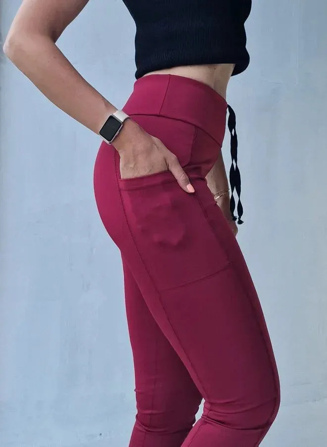 Langeleggings Sportlegging wijnrood 34-36 met zak lang