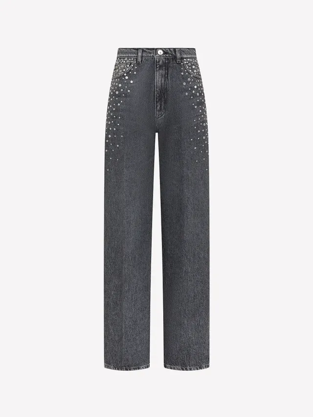 Nine In The Morning Dora jeans dames grijs studs carrot