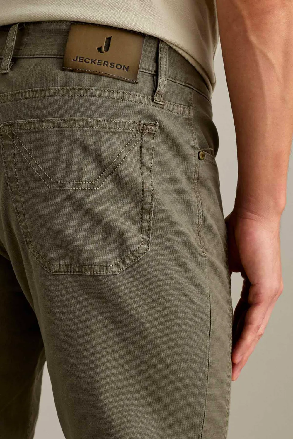 Jeckerson John slim fit broek heren groen pigmentverf