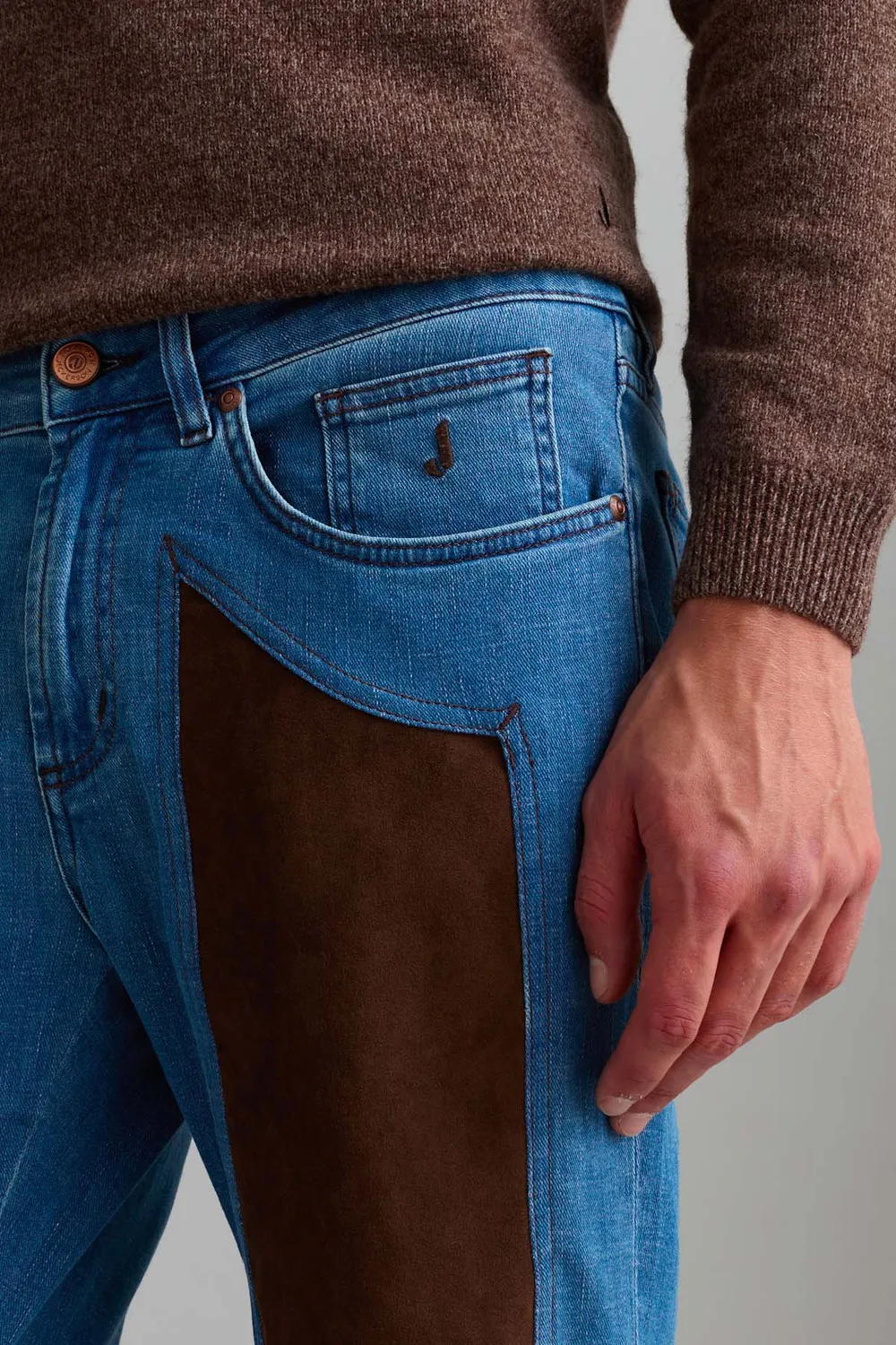 Jeckerson James Skinny Jeans Lichtblauw Bruin