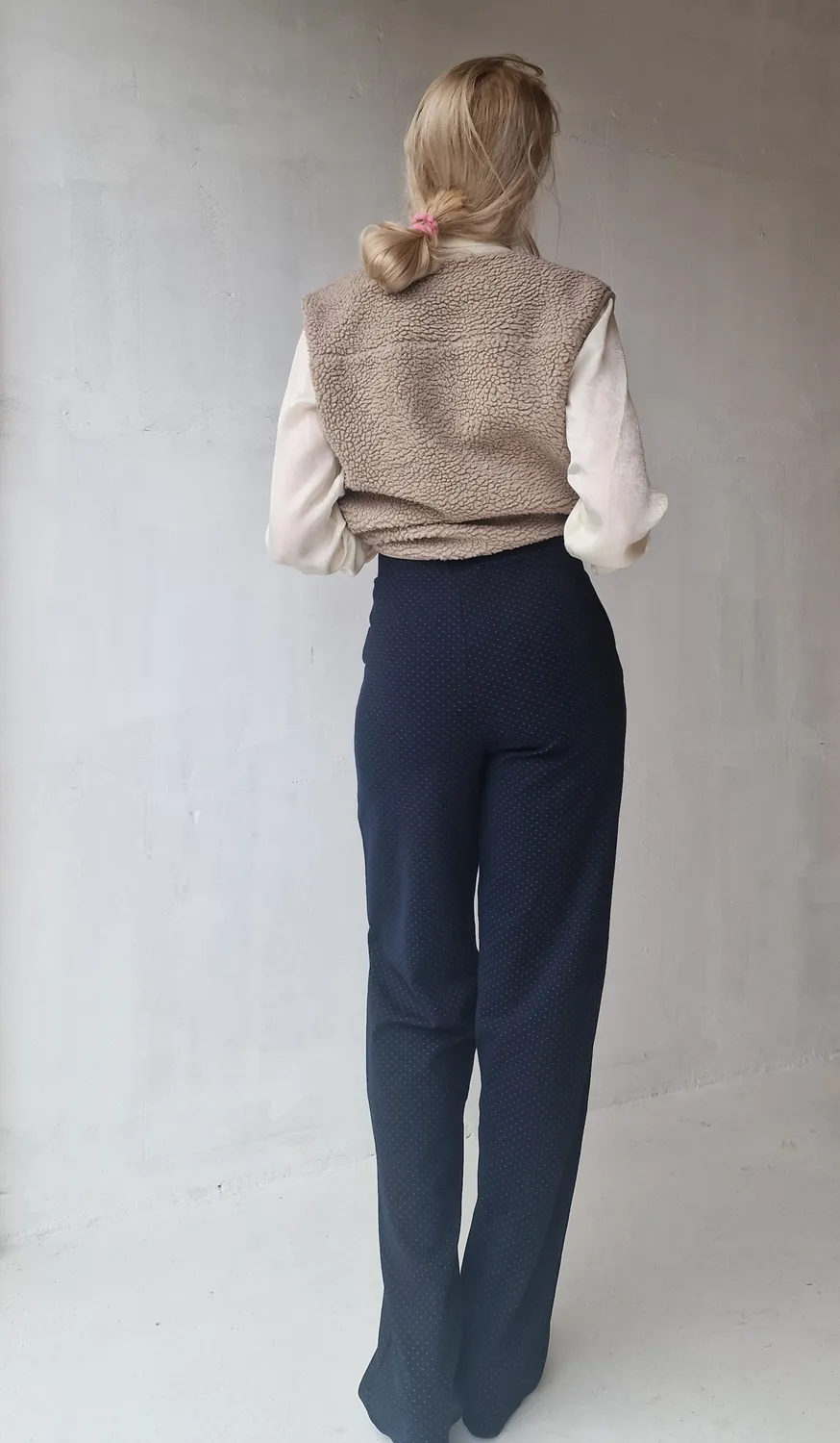 Langeleggings Wide Leg Tall broek blauw print lengte 36