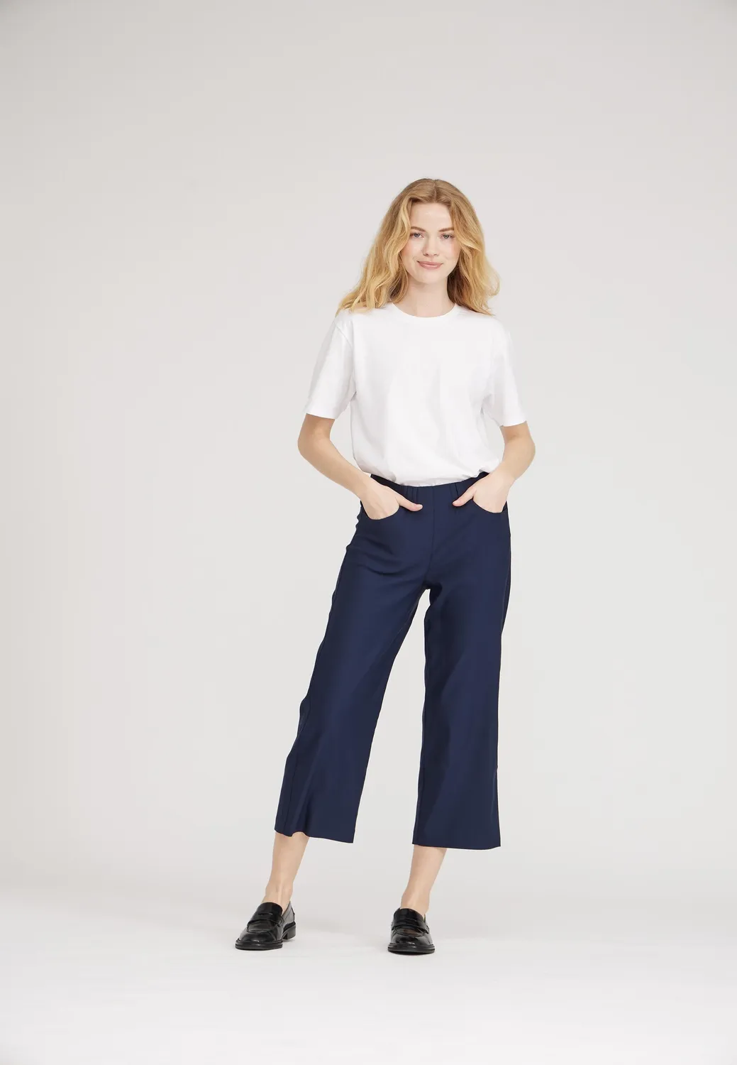 Laurie Donna Loose Crop broek navy cropped wijd