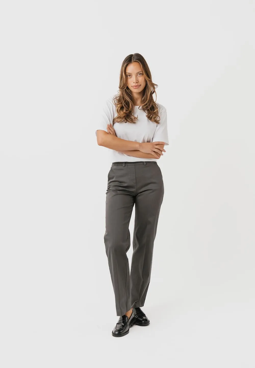 Laurie Phoebe Loose ML broek antraciet wijde pijp