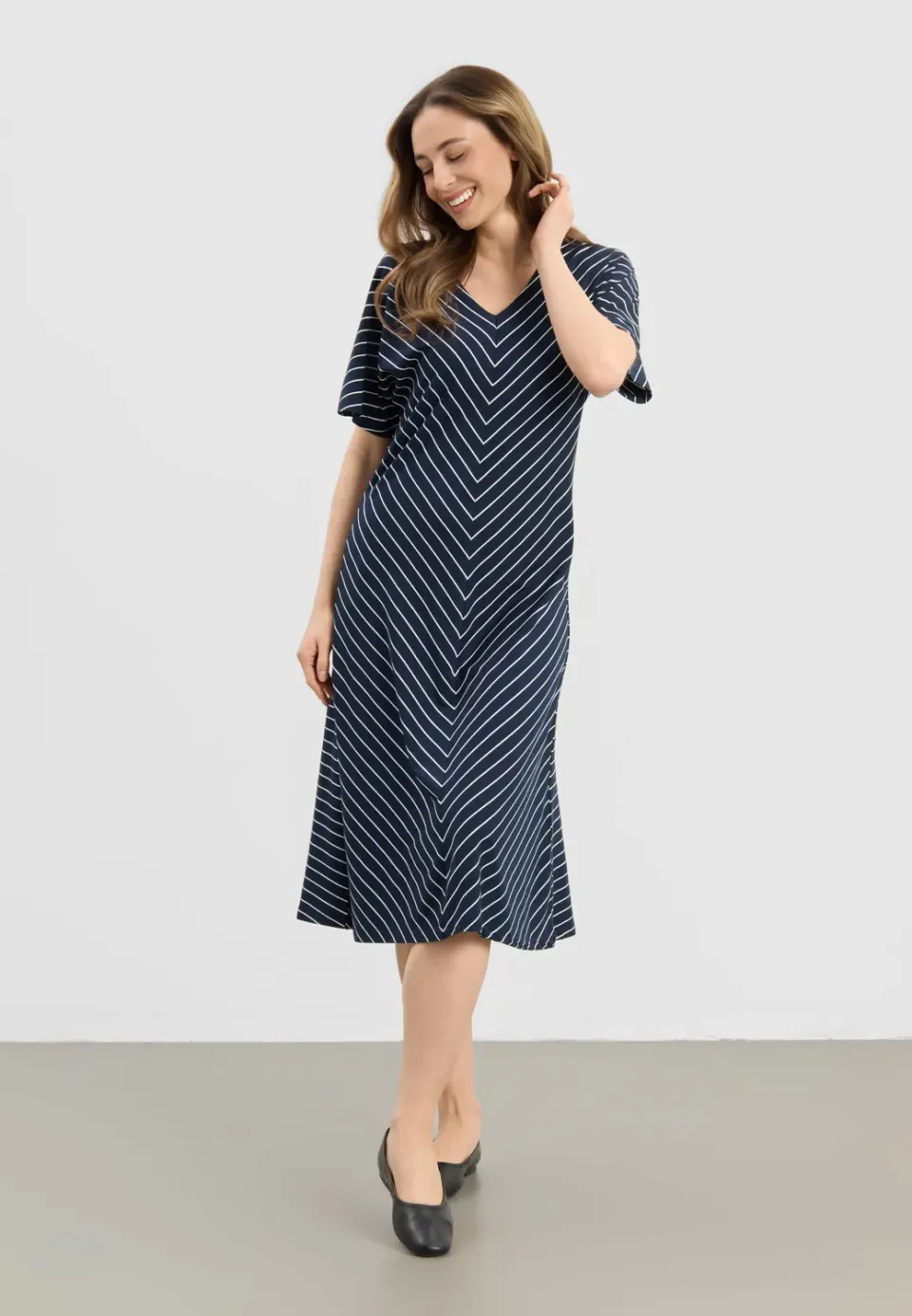 Laurie Ingrid Dress SS jurk Navy Stripe viscose